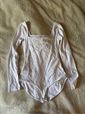 Aritzia Contour White Square-Neck Bodysuit